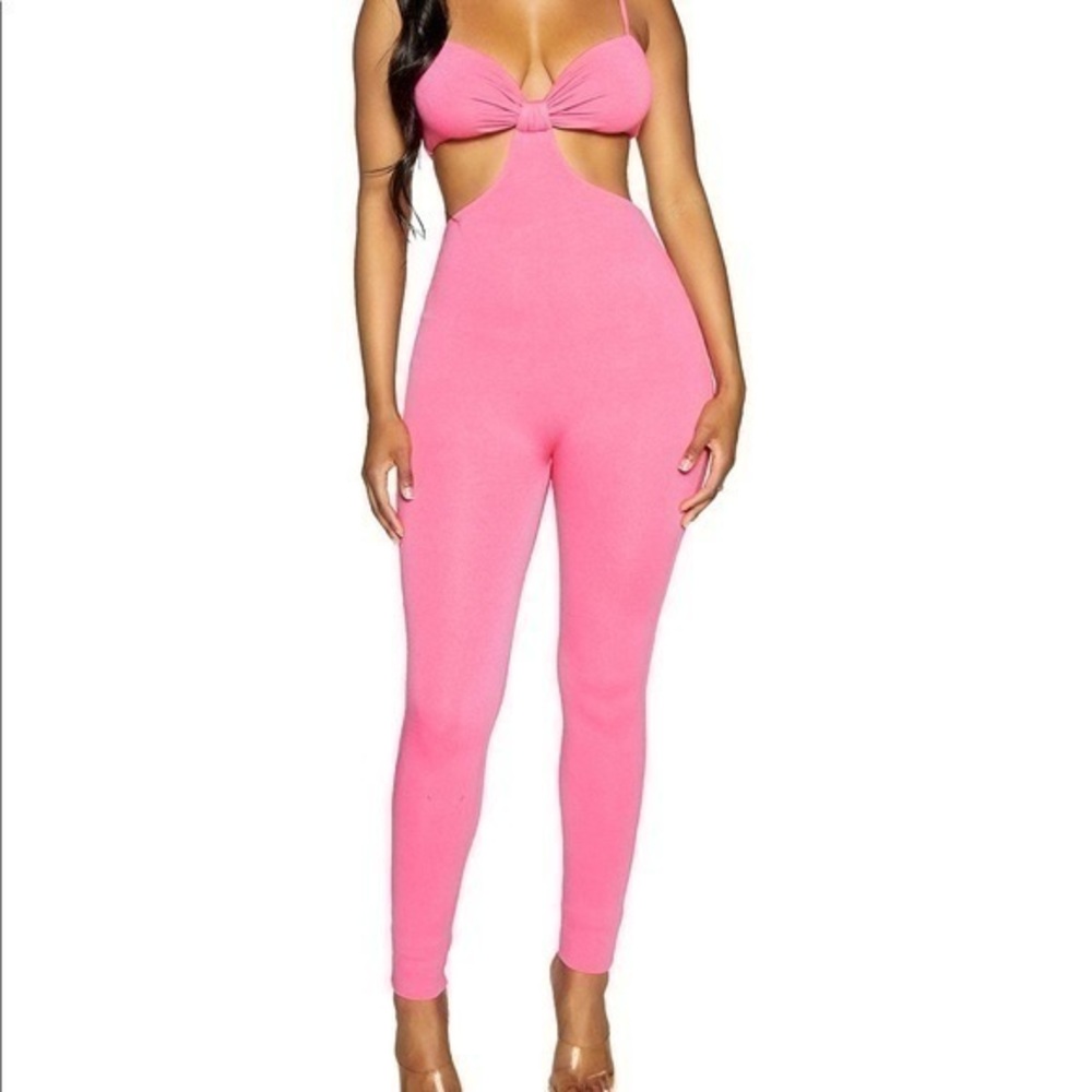 NWT THE NW KNOT PLAYIN’ JUMPSUIT HOT PINK Naked Wardrobe